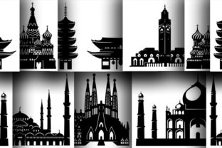 Download 6 Architectural Monuments Silhouettes - Architectural Collection