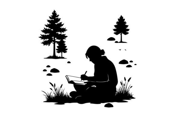 Download Woman Writing in Notebook Outdoors Vecto - Writing Collection