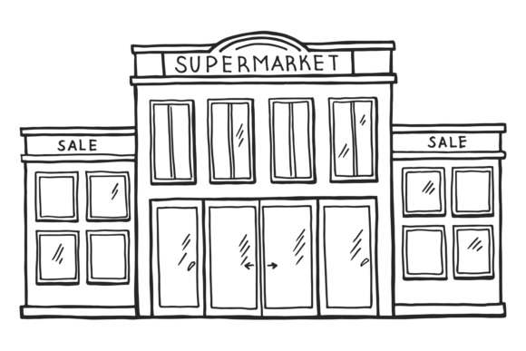 Download Supermarket Facade. Urban Architectural - Architectural Collection
